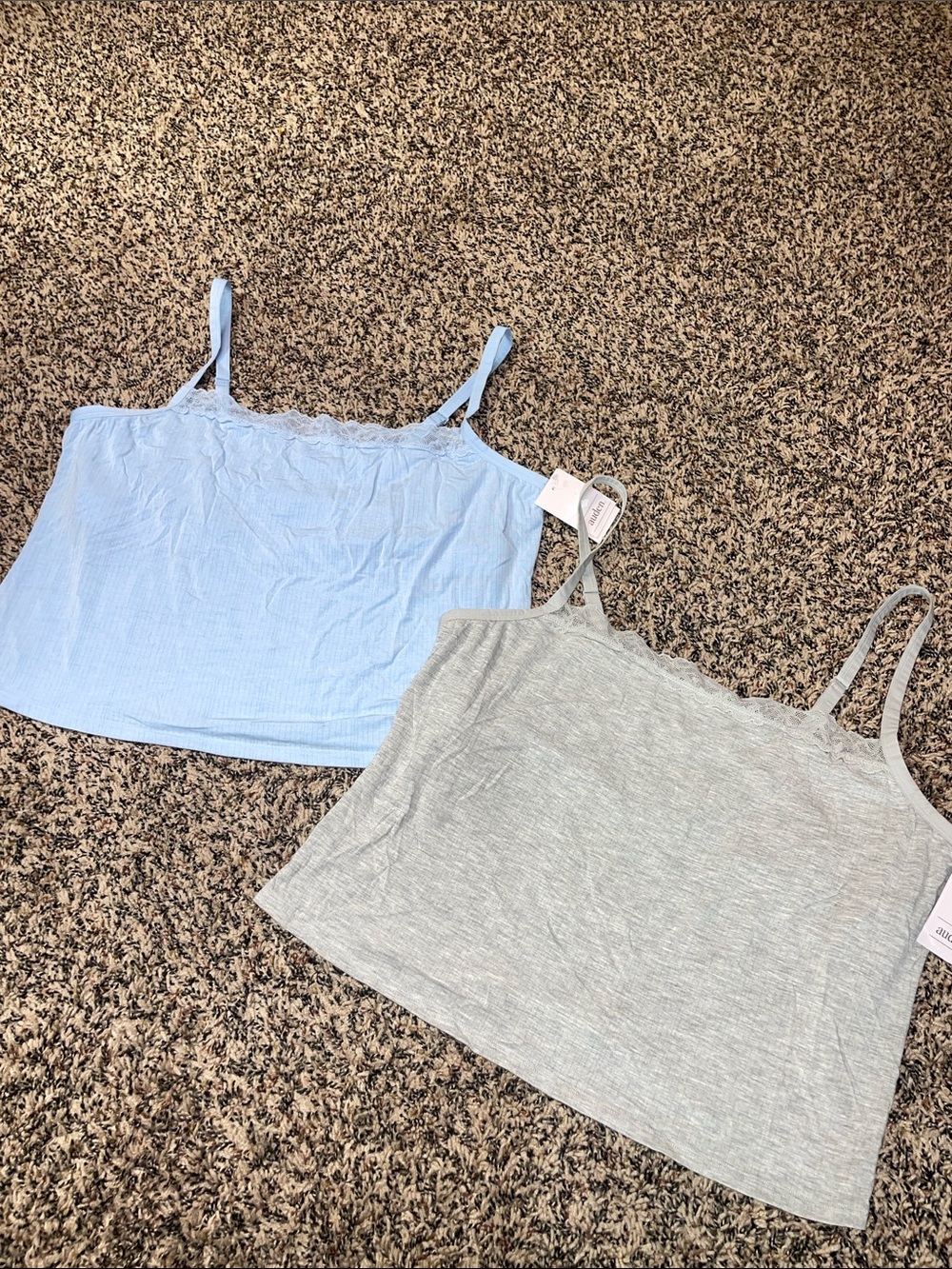 Auden Lace-Trim Cami Duo - Light Blue & Light Gray Plus Size XXL | NWT